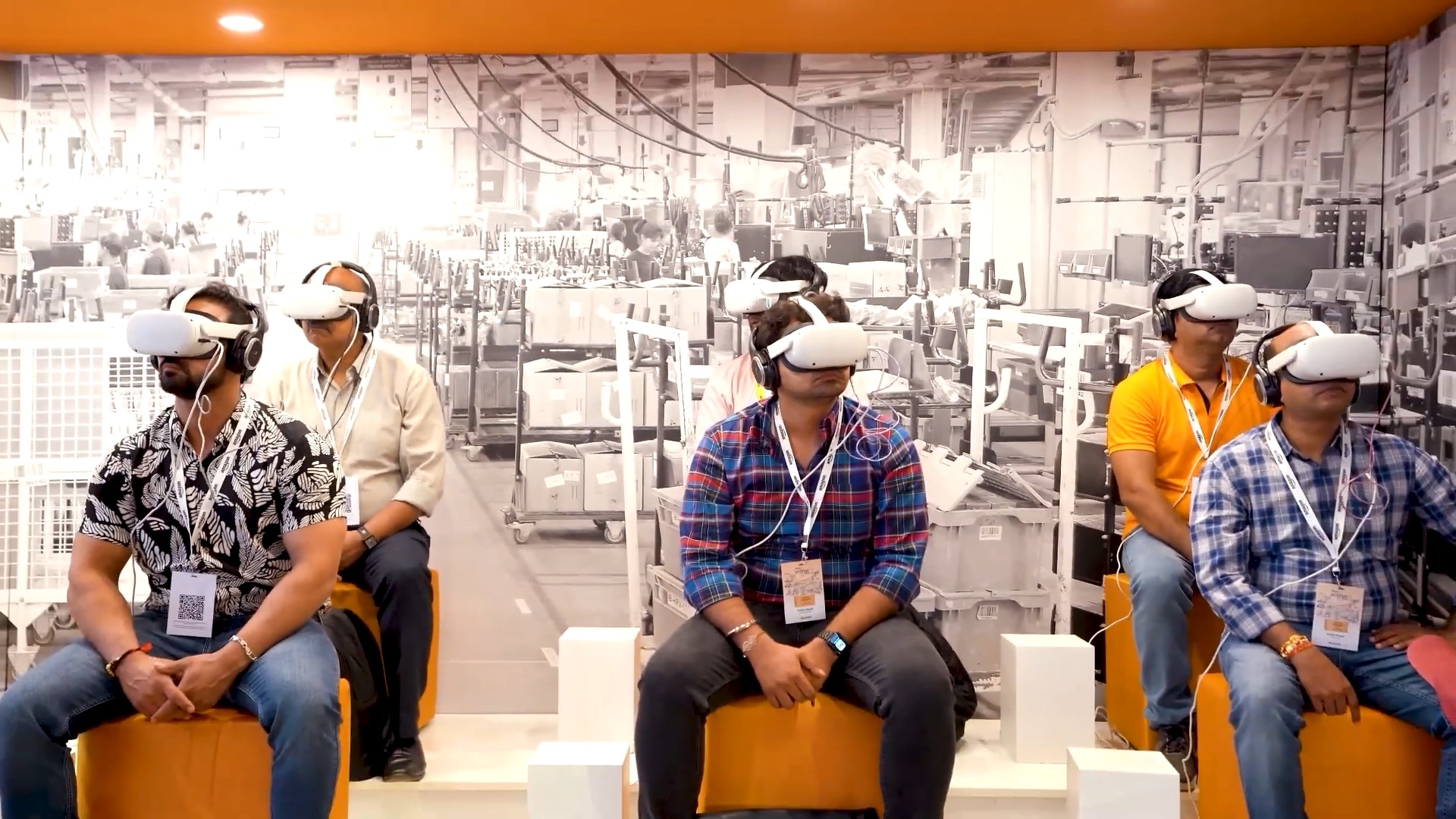 Group participating in a VR-based industrial training experience